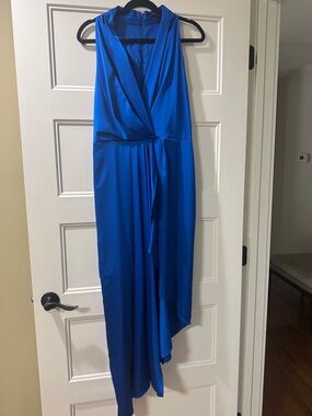 Alex Marie Royal Blue Draped V-Neck Dress